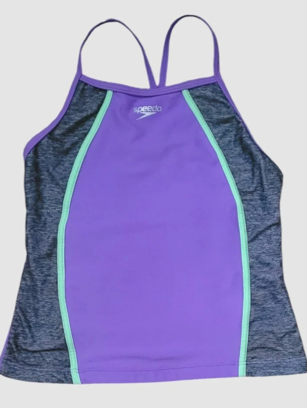 Speedo GIrl's Heather Splice Tankini Two-piece Swimsuit